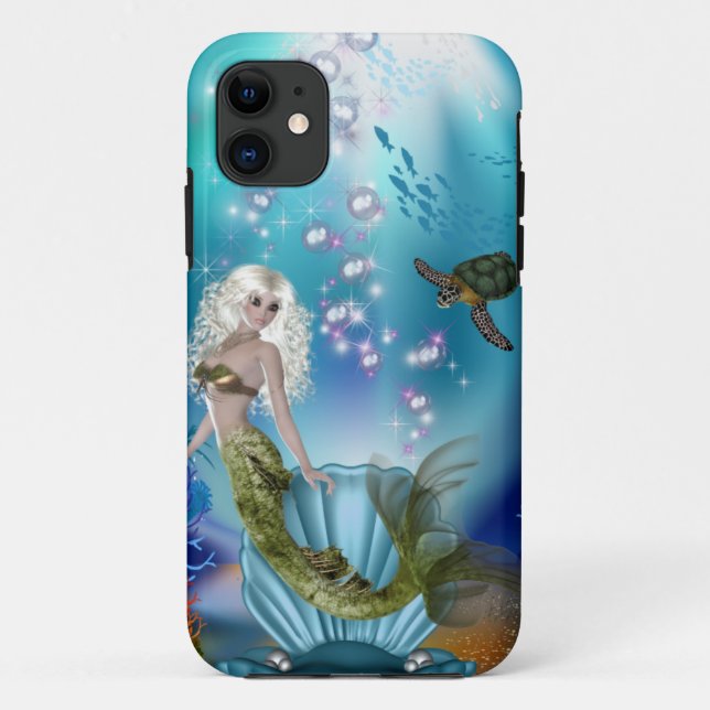 Mermaid and Sea Turtle Case-Mate iPhone Case (Back)