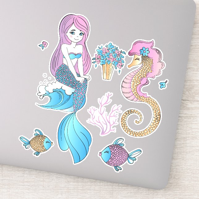 Mermaid and Seahorse Tail Sticker (Detail)