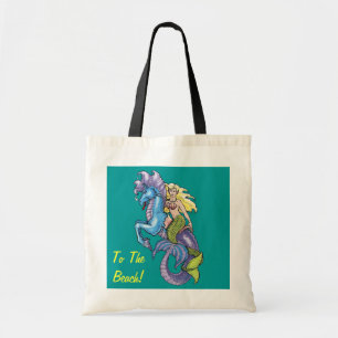 Mermaid and Seahorse To the Beach Bag