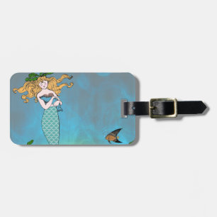 Mermaid and seal luggage tag