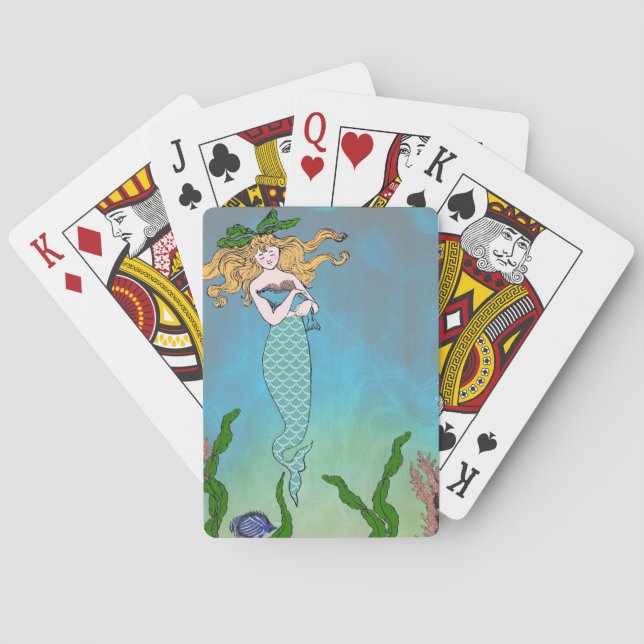 Mermaid and seal playing cards (Back)