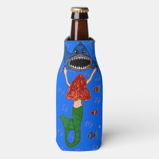 Mermaid and Shark Bottle Cooler (Bottle Front)