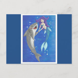Mermaid and Shark Friends Postcard