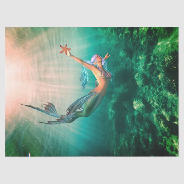 Mermaid and Starfish Tissue Paper (Front)