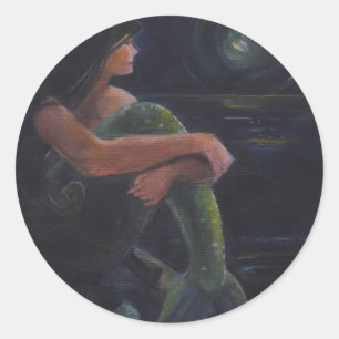 Mermaid and the Moon Classic Round Sticker
