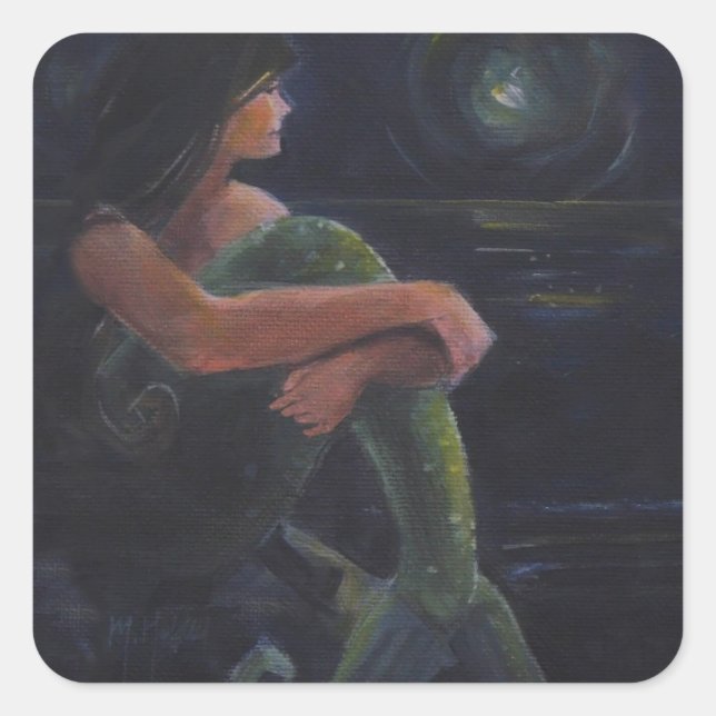 Mermaid and the Moon Square Sticker (Front)