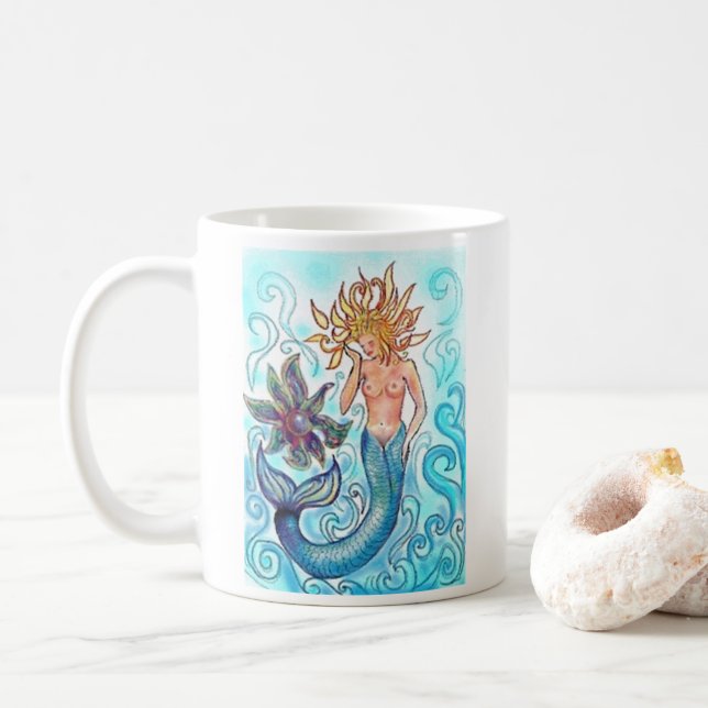 Mermaid and The Pearl Coffee Mug (With Donut)