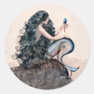 Mermaid and the Rose Classic Round Sticker