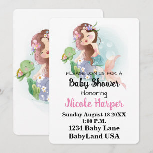 Mermaid and Turtle Baby Shower Invite 