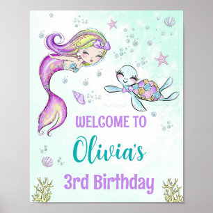 Mermaid and turtle welcome party sign Under sea