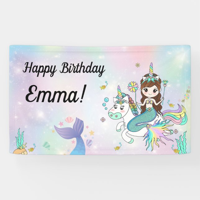 Mermaid and unicorn backdrop banner (Horizontal)
