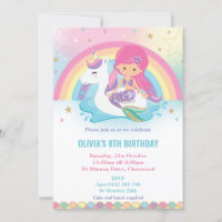 Mermaid and Unicorn Rainbow Pool Party Birthday