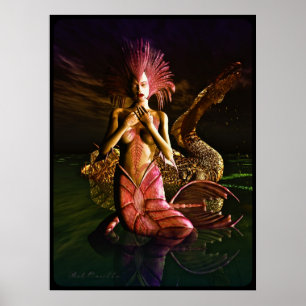 Mermaid and Water Dragon Poster