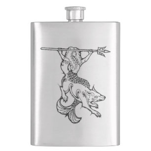 Mermaid and Wolf Flask