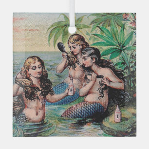 Mermaid Antique Magic Nautical Ocean Glass Tree Decoration