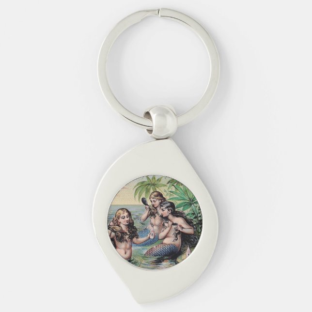 Mermaid Antique Magic Nautical Ocean Key Ring (Front)