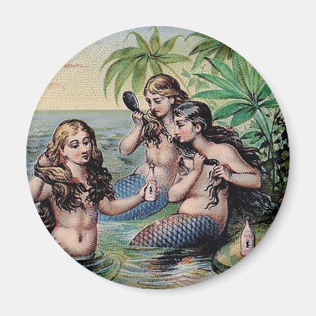 Mermaid Antique Magic Nautical Ocean Magnet (Front)
