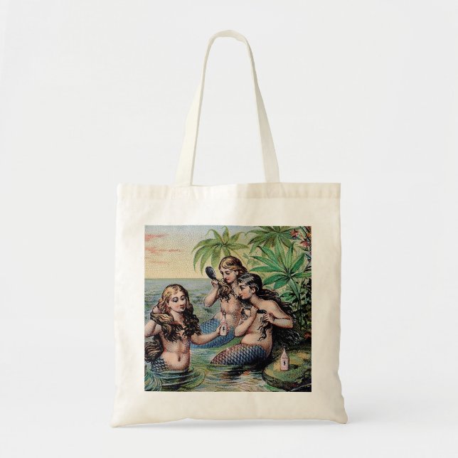 Mermaid Antique Magic Nautical Ocean Tote Bag (Front)