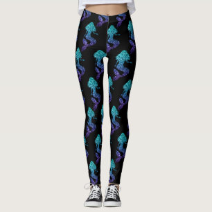 Mermaid aqua blue ombre Sparkles pattern Leggings
