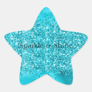 Mermaid Aqua Confetti Sparkle Glitter   Star Sticker
