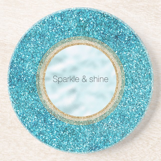 Mermaid Aqua Glitz Glitter         Coaster (Front)
