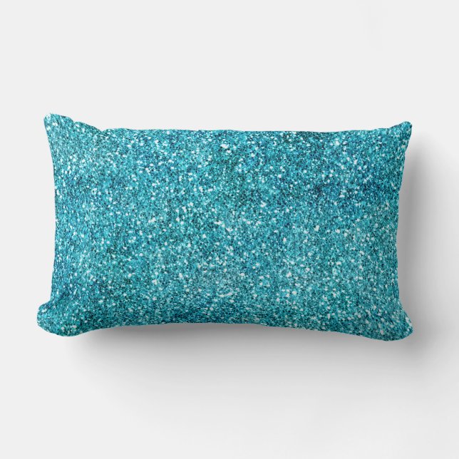 Mermaid Aqua Glitz Glitter Lumbar Cushion (Front)