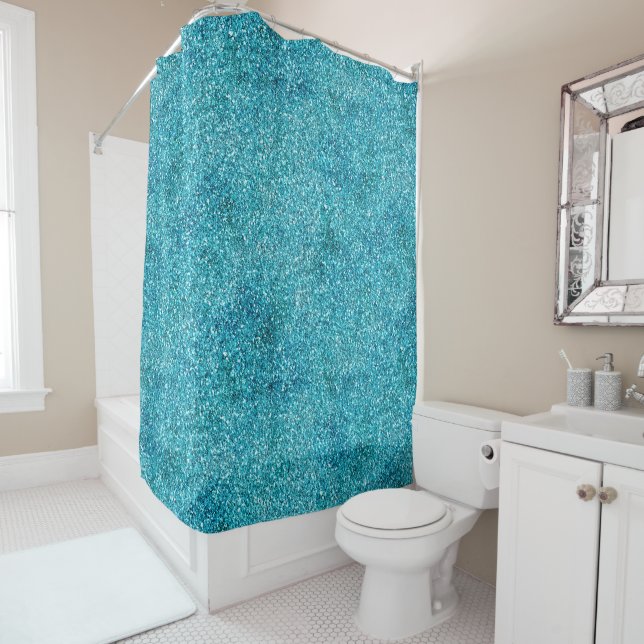 Mermaid Aqua Glitz Glitter     Shower Curtain (In Situ)