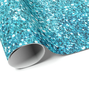 Mermaid Aqua Glitz Glitter Wrapping Paper