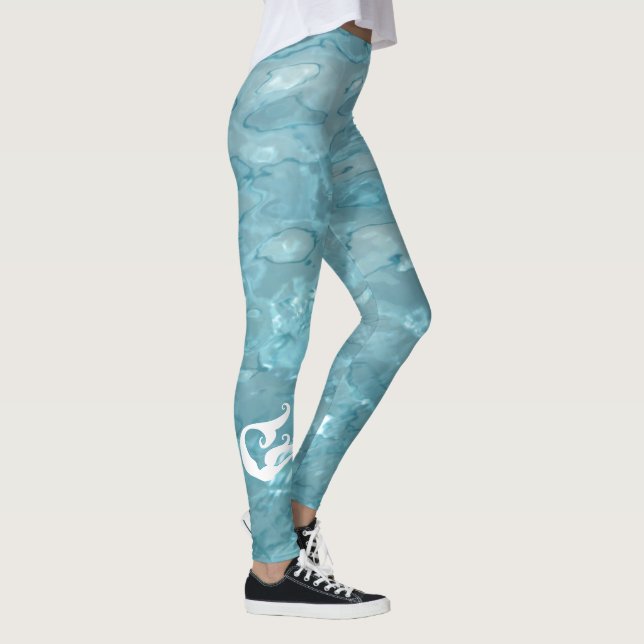 Mermaid - Aqua Pool Water Abstract Photography Leggings (Right)