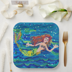 Mermaid "Art by Kids" Paper Plate