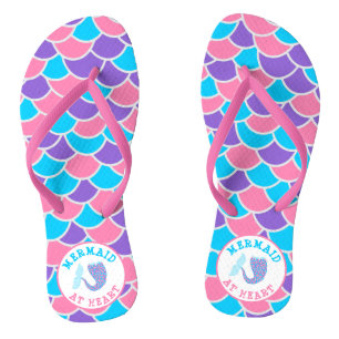 Mermaid at Heart Whimsical Scales Pattern Flip Flops