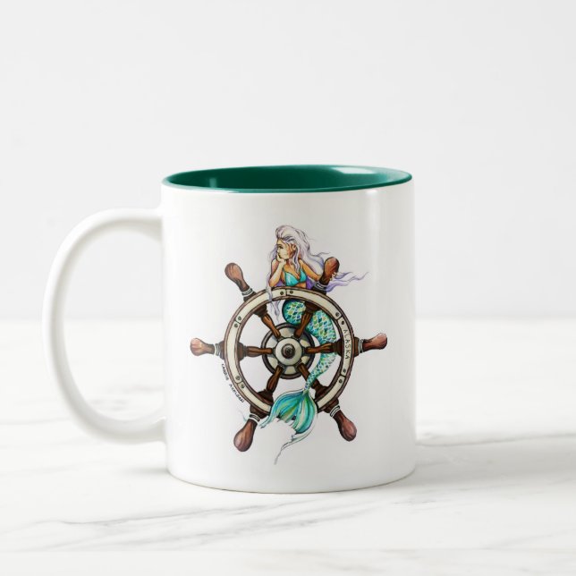 Mermaid At The Helm Mug (Left)