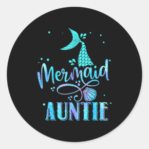 Mermaid auntie funny aunt women family matching classic round sticker