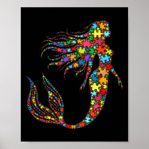 Mermaid Autism Puzzle For Women Men Kids - Autism Poster