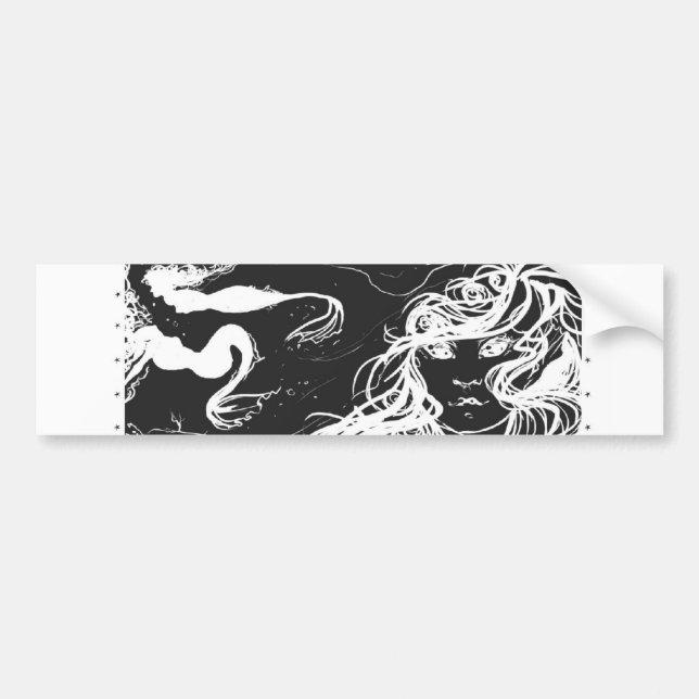 Mermaid  b/w bumper sticker (Front)