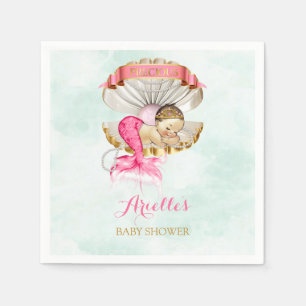 Mermaid Baby Clam Shell Tiara Pearls Pink Gold Napkin