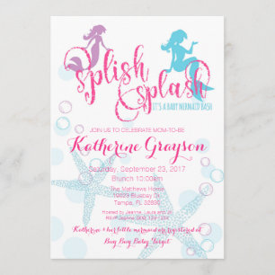 Mermaid Baby Girl Baby Shower Invitation