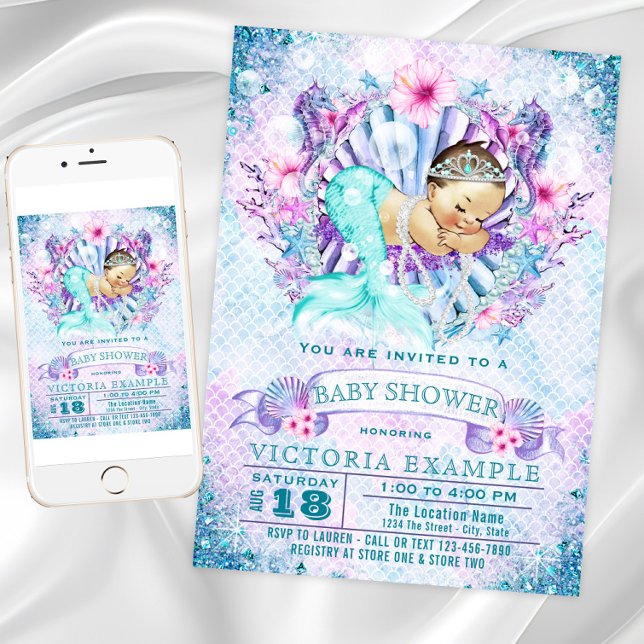 Mermaid Baby Mermaid Baby Shower Invitations (Mermaid Baby Shower Invitations. Instant download and printed invitations available.)