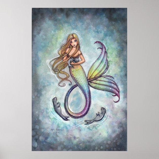 Mermaid Baby Seals Poster Print by M. Harrison (Front)