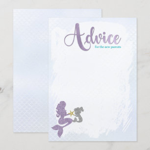 Mermaid Baby Shower Advice for the parents Cards