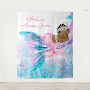 Mermaid Baby Shower Backdrop African Mermaid Tapestry