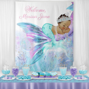 Mermaid Baby Shower Backdrop Ethnic Mermaid Tapestry