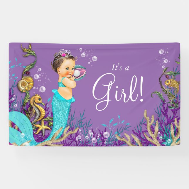 Mermaid Baby Shower Banner (Horizontal)