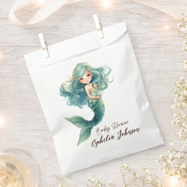 Mermaid Baby Shower Colourful Jellyfish Watercolor Favour Bags (Clipped)