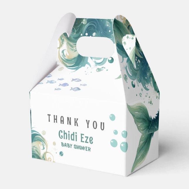 Mermaid Baby Shower Colourful Jellyfish Watercolor Favour Box (Front Side)