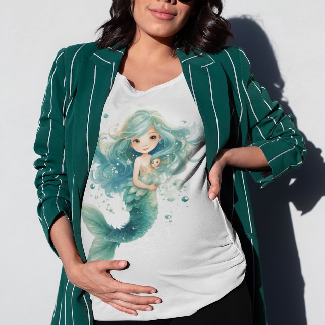 Mermaid Baby Shower Colourful Jellyfish Watercolor T-Shirt (Creator Uploaded)