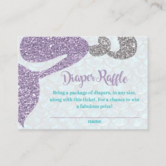 Mermaid Baby Shower Diaper Raffle insert cards (Front)
