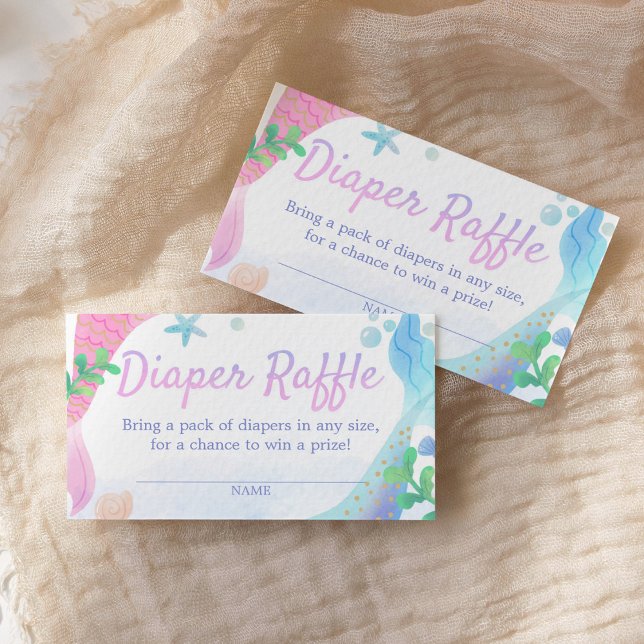 Mermaid Baby Shower Diaper Raffle Ticket Enclosure Card (Creator Uploaded)