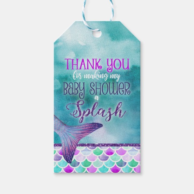 Mermaid Baby Shower Favour Tag (Front)