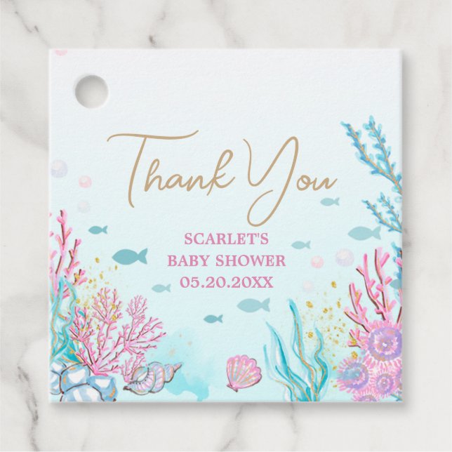 Mermaid Baby Shower  Favour Tags (Front)